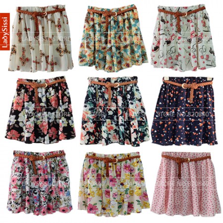 Faldas estampadas de vuelo con cinturón 15,99€